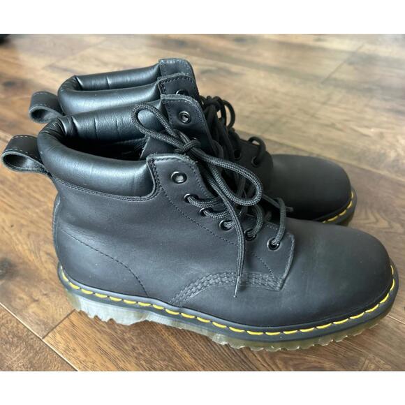 Dr. Martens Shoes - Dr. Martens 11292 Women's Sz 9 Men's Sz 8 Black Leather Lace Up Boots Greasy